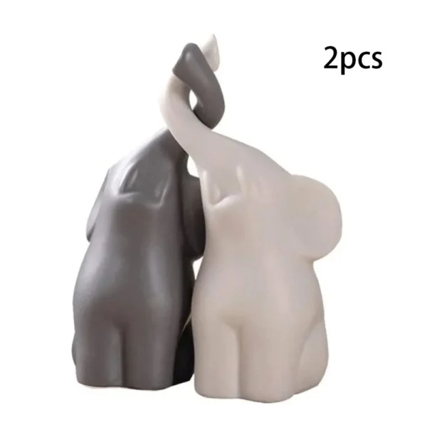 2pcs Ceramic Elephant Couples Figurines Miniatures Animal Ornaments Creative Figurines And Crafts Furnishings For Living Room - Image 2