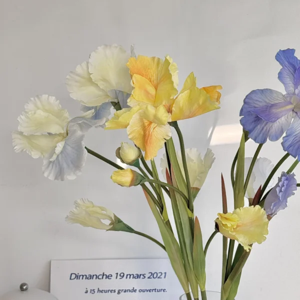 31.5 Inch Artificial Iris Flower Faux Floral Oil Painting Style for Home Hotel Décor Soft Decoration Photography Prop - Image 2