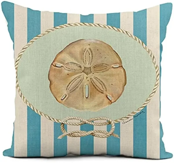 Linen throw pillowcase lighthouse sailing sea shell home décor pillowcase square cushion cover sofa cushion cover 45x45 - Image 5