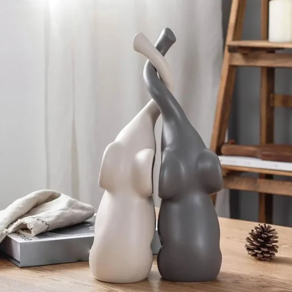 2pcs Ceramic Elephant Couples Figurines Miniatures Animal Ornaments Creative Figurines And Crafts Furnishings For Living Room - Image 5