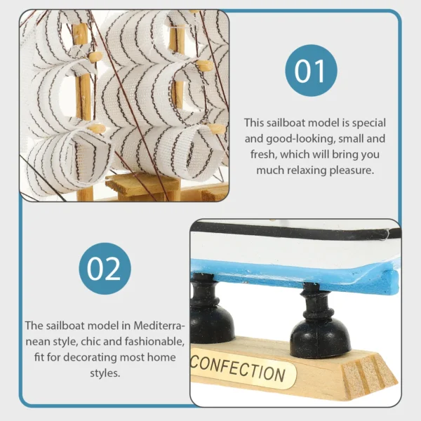 Ornaments Birthday Cake Home Decor Ocean Décor Bamboo Wooden Ship Decoration Sailboat Car - Image 5