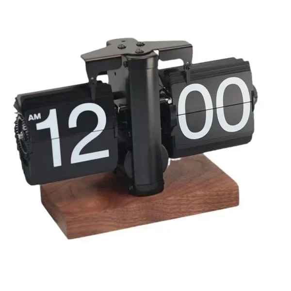 Flip Clock Vintage Desk Clocks Retro Flip Down Clocks -Battery Powered Internal Gear Operated Clock Simple Home & Office Décor - Image 5