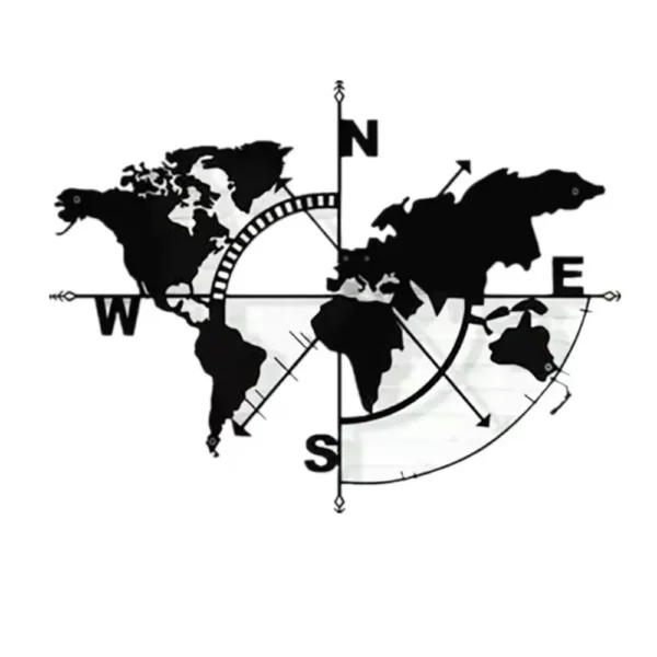 1pc Metal World Map Compass Stylish Wall Décor Metal Sign and World Map Wall Art Perfect for Elegant Home Decoration - Image 5