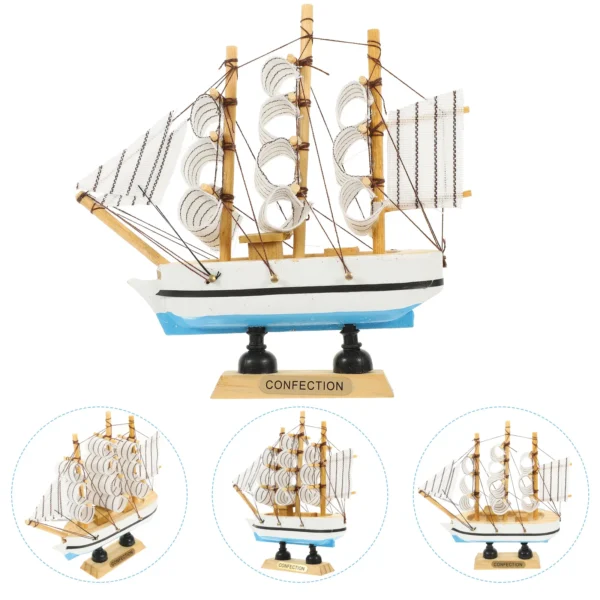 Ornaments Birthday Cake Home Decor Ocean Décor Bamboo Wooden Ship Decoration Sailboat Car - Image 4