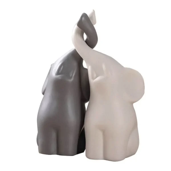 2pcs Ceramic Elephant Couples Figurines Miniatures Animal Ornaments Creative Figurines And Crafts Furnishings For Living Room - Image 6