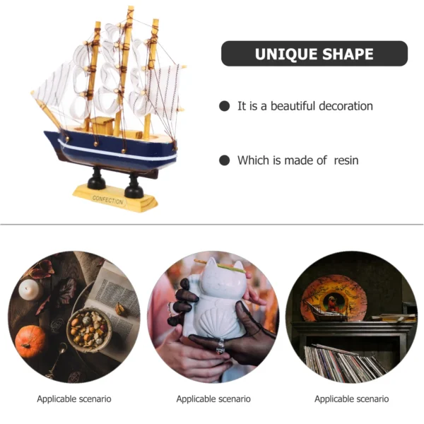 Ornaments Birthday Cake Home Decor Ocean Décor Bamboo Wooden Ship Decoration Sailboat Car - Image 2
