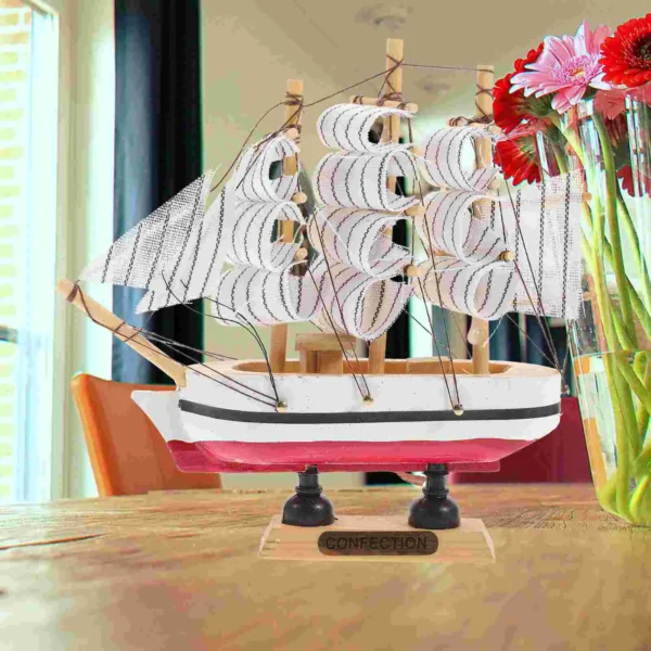 Ornaments Birthday Cake Home Decor Ocean Décor Bamboo Wooden Ship Decoration Sailboat Car - Image 3